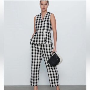 Zara Black and White Checkered Pants
